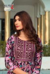 Amaira By Deecee Chanderi Print Embroidered Flared Long Kurtis
